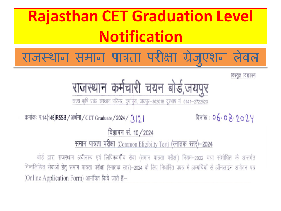 Rajasthan CET Graduation Level Notification